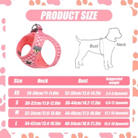 Breathable Mesh Dog Harness and Leash Set,Reflective No Pull Step in Vest with Safety Buckle,Escape Proof No Chock Cat Harness,360° Surround Fit,Suitable for Small Medium Dogs Cats Easy Walk