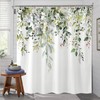 kampdream Green Eucalyptus Plant Shower Curtain, Watercolor Leaves On The