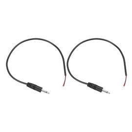 DMiotech 2PCS 3.5mm 1/8" Male Plug Jack Connector Audio Cable 2 Pole Mono Aux Cable Replacement Repair Bare for Headphone Headset Earphone 0.3M/1Ft Black