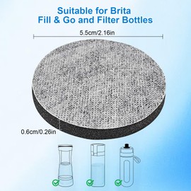 8 Pack Water Filter Discs, Micro Disc Replacement for Brita Fill and Go Water Filter Bottles, Reduce Chlorine, Microparticles and Other Impurities