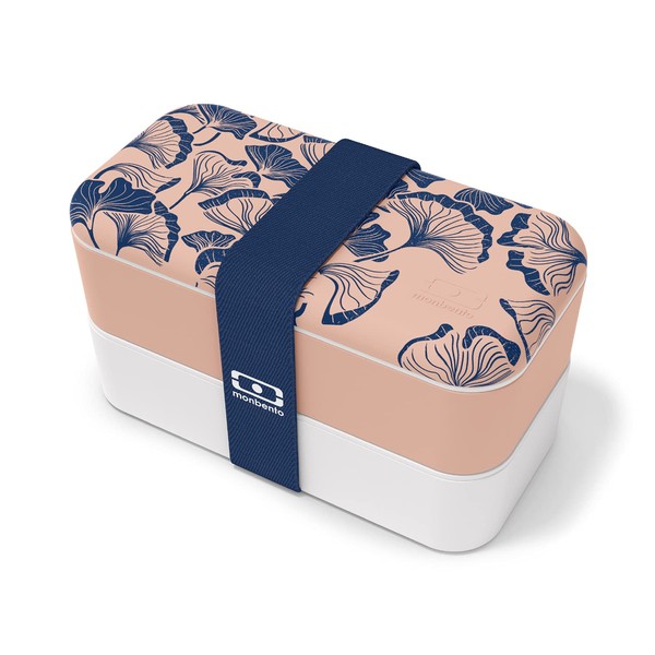 monbento - Bento Box MB Original Ginkgo with Compartments Made in France - 2 Tier Leak-Proof Lunch Box Perfect for Office/Meal Prep/School - BPA Free - Lunch Box Food Container - Pink and Blue