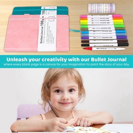 Dotted Journal Kit Tool Dual Tip Brush Markers, Washi Tape and Stencils for Women, Men and Teen, Green