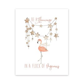 Be A Flamingo In A Flock Of Pigeons, diseño gráfico impresión, BE A Flamingo Pared cita inspiración pared Home Decor Art Decals Tamaño Mediano), color fucsia