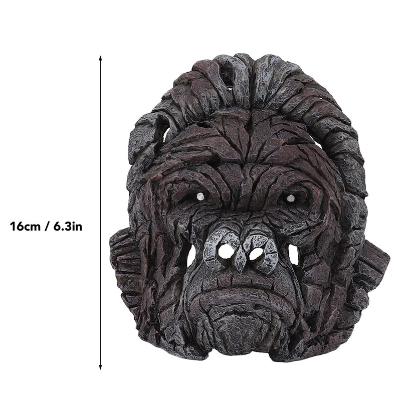 Gorilla Head Sculpture 6.3in Animal Head Figurine Resin Hollow Out