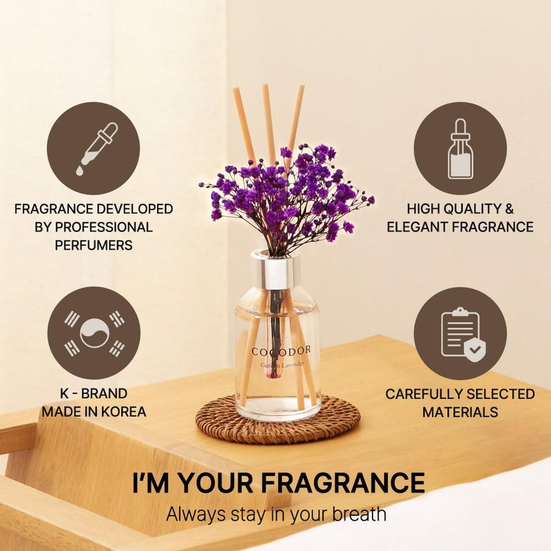 COCODOR Flower Reed Diffuser Set / 3.4oz / Garden Lavender/Scent