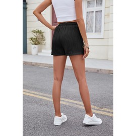 OBTONABC Summer Shorts for Women 2025 Trendy Elastic Waist Drawstring Pants with Pockets Beach Outfits Vacation Boho Clothes