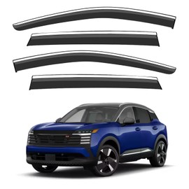 VESUL Compatible with 2025 Nissan Kicks Rain Guards Wind Deflectors Anti-Rain Window Visors with Tape 304 Stainless Steel Trim–Noise Reduction&All-Weather Protection Outside Channel
