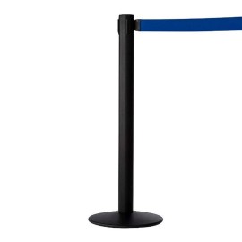M&T Displays Crowd Control Stanchion Safety Barrier Retractable Belt 9.85'/118" (2-Pack) - Black-Blue