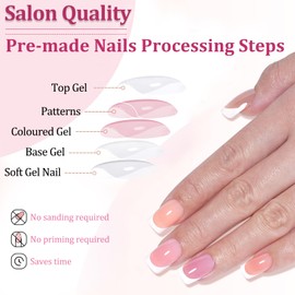 150Pcs French False Nails Set - Short Square Press on Nails French Tip - 5 Colors Stick on Nails - Fake Nails with Glue - Full Cover Nail Tips Long Lasting for Women DIY Manicure