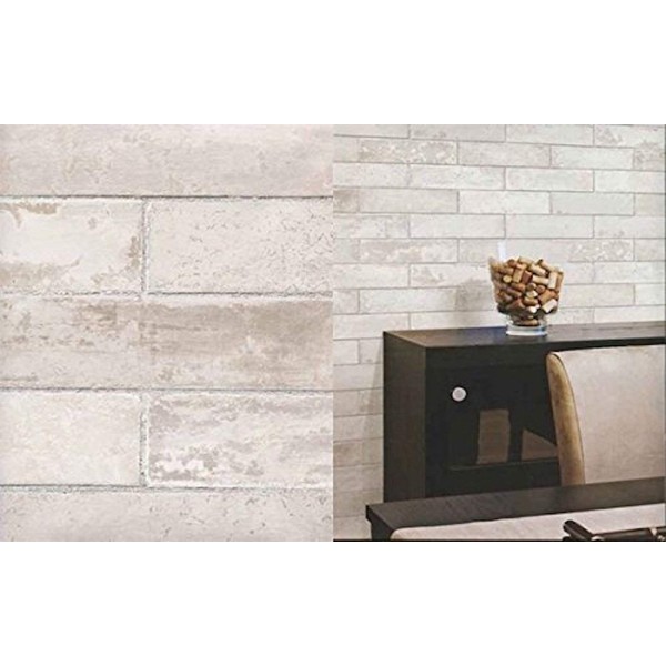 Manhattan Comfort LL29532 Swiss Brick Wallpaper, Cream/Grey