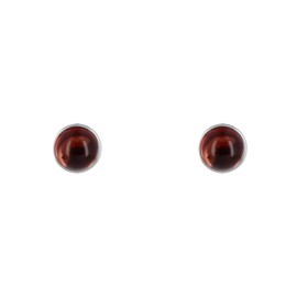 LES POULETTES BIJOUX - Sterling Silver Nail Earrings Half Garnet Pearl, Sterling Silver, Garnet