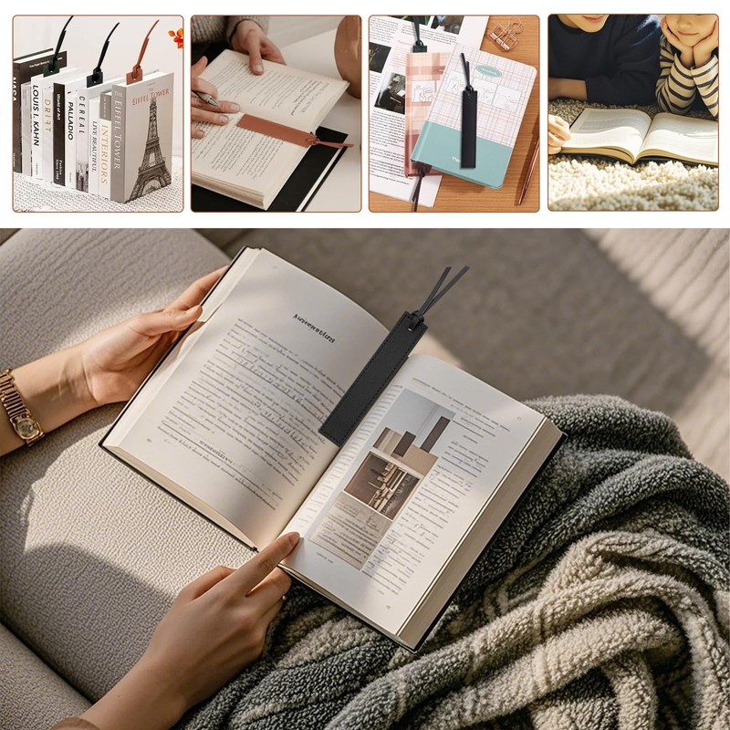 kdafio 4 Pcs Leather Bookmark, Classic Stitched Bookmark with Leather