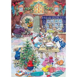 Greeting Card Christmas Eve Rabbits Traditional Advent Calendar – A5 Xmas Calendar Card, Multicolor