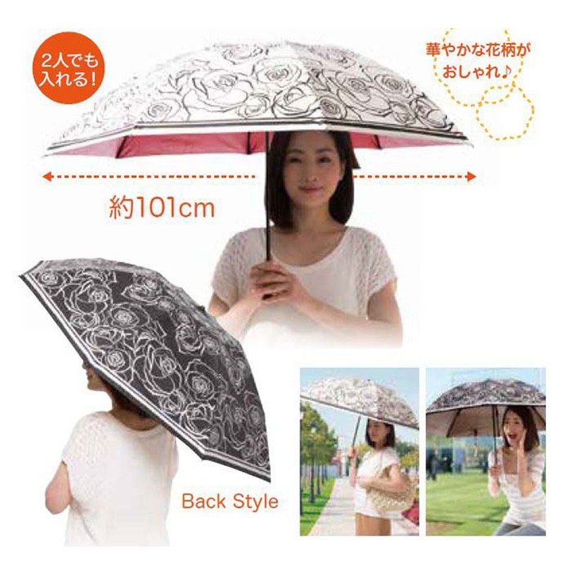 Fortuna Folding Thermal Parasol for Sun and Rain, Black