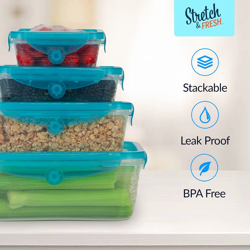 EMSON STRETCH and FRESH Silicone Food Storage Containers Airtight Lids