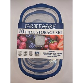 Farberware 10 Piece Food Storage Set 13.5 oz With Micro Vent Lids, transparent &