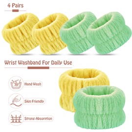 Darfukei Wrist Bands for Washing Face, 4pcs Spa Face Washing Wristbands, Arm Wrist Towels for Washing Face, Absorbent Wrist Face Wash Bands Face Wash Wristbands for Woman Men