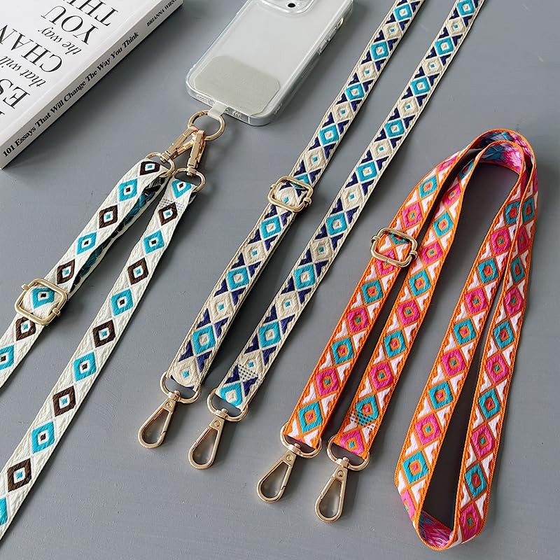 miagolale Embroidered Ribbon, Shoulder Strap, Smartphone Sacoche Shoulder Belt, Cute