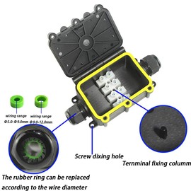 Ygapuzi Low Voltage Wire Connectors IP68 Waterproof External Electrical Junction Box for Outdoor Underground, M20 Cable Connector Ø5-12mm Wire Range, 2 Way 3 Pin, Pack of 2