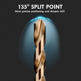 MACXCOIP Metric 16Pcs M35 Cobalt Drill Bit Set, 5mm HSS Cobalt Jobber Drill Bits, for Hardened Metals, Stainless Steel, Cast Iron and Wooden Plastics