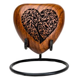 Urn for Human Ashes Adult Man - Cremation Urns, Wooden Urns, Burial Urn, Urn for Women Human Ashes, Decorative Urn - Engraved Heart
