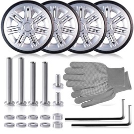 4PCS 62mm Universal Luggage Replacement Wheels 62mm x 23mm,Silentl Rubber Wheels for Suitcase, Wear-Resistant Repair Wheel Kit with Screws (WD-B02S)