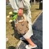 Summer Straw Bag for Women Pearl Flower Bucket Tote Bag
