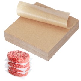 sourcing map 500 Pcs Unbleached Parchment Paper Baking Sheets Squares, 4 Inch Hamburger Patty Paper, for Baking Grilling or Meat Storage, Wood Color