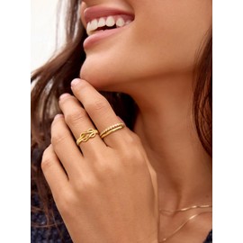 Sterling Silver Rings for Women 14K Gold Plated Knot Infinity Stackable Rings Promise for Her Women Mom Wedding Statement Rings for Women Jewelry Size 5