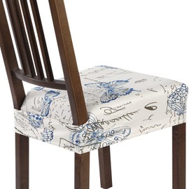 SearchI Stretch Dining Chair Seat Covers Set of 4, Soft Removable Washable Seat Covers for Dining Chairs, Dining Room Seat Cover Protector (Rear-Covered, Butterfly)