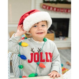 Muasaaluxi Toddler Baby Boy Christmas Outfit Jolly Crewneck Sweatshirt Sweater Jogger Pants Fall Winter Clothes 0-3T (Grey+Red, 6-12 Months)