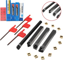 VeYocilk Lathe Drill Bar:S12M SCLCR09/SCLCR1212H09/SCLCL1212H09/SCMCN1212H09 Metal Lathe Tool Holder with 10 CCMT09T304 Carbide Inserts,4 Wrenches