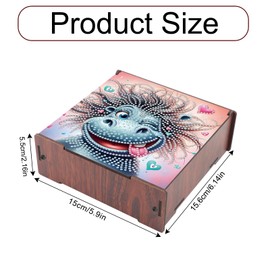 DIY Diamond Painting Storage Box, Hippo Design Wooden Diamond Art Organizer with Flip-Top Lid and 4 Divided Compartments, Desktop Craft and Jewelry Storage Basket for Jewelry, Art and Craft Storage