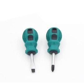 2-Piece Stubby Slotted and Phillips Screwdriver Set with Non-Slip Handle, 6 x 38 mm