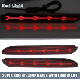 A ABSOPRO Rear Bumper Reflector Fog Brake Driving Tail Light Red LED for Toyota Camry 2006 2007 2008 2009 2010 2011 2012 2013 2014 Plastic Red Lens 1 Pair