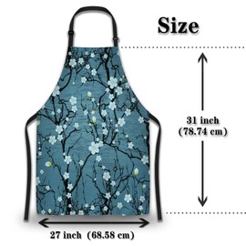 Olikked Garden Apron for Men Sakura Tree Branches Japanese Cherry Blossom Women Aprons for Kitchen Cooking Restaurant BBQ Painting Crafting Gardening 27” (W) x 31” (H), Waterproof Aprons