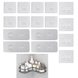 SYCYKA Adhesivos de Repuesto para Ducha, Juego de 16 Adhesivos para Baño Impermeables, Pegatinas Adhesivas de Repuesto Transparentes para Repisas de Baño y Cocina