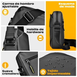 NIERBO Bolso Hombro, Bandolera Casual Cruzado de Nailon Laminado, Bolso Mensajero Impermeable con 4 bolsillos para Negocios y Viajes