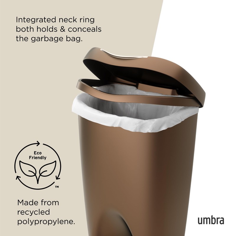 Umbra 084200-125 , Bronze Brim Large Kitchen Trash Stainless Steel