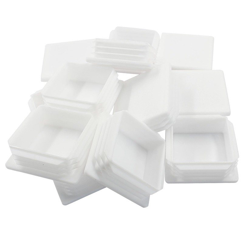 Hordion 12 Pcs 2" Square Plastic Plugs, White Tubing End