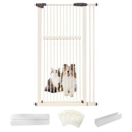 Lumizone Extra Tall Pet Gate 55.12" High Pressure Mounted 34.06"-38.38" Extra Wide (9 Sizes) 1.37" Gap for Cat Dog Stairs Doorway Hallway No Drilling Auto-Close (34.06"-38.38", Cream White)