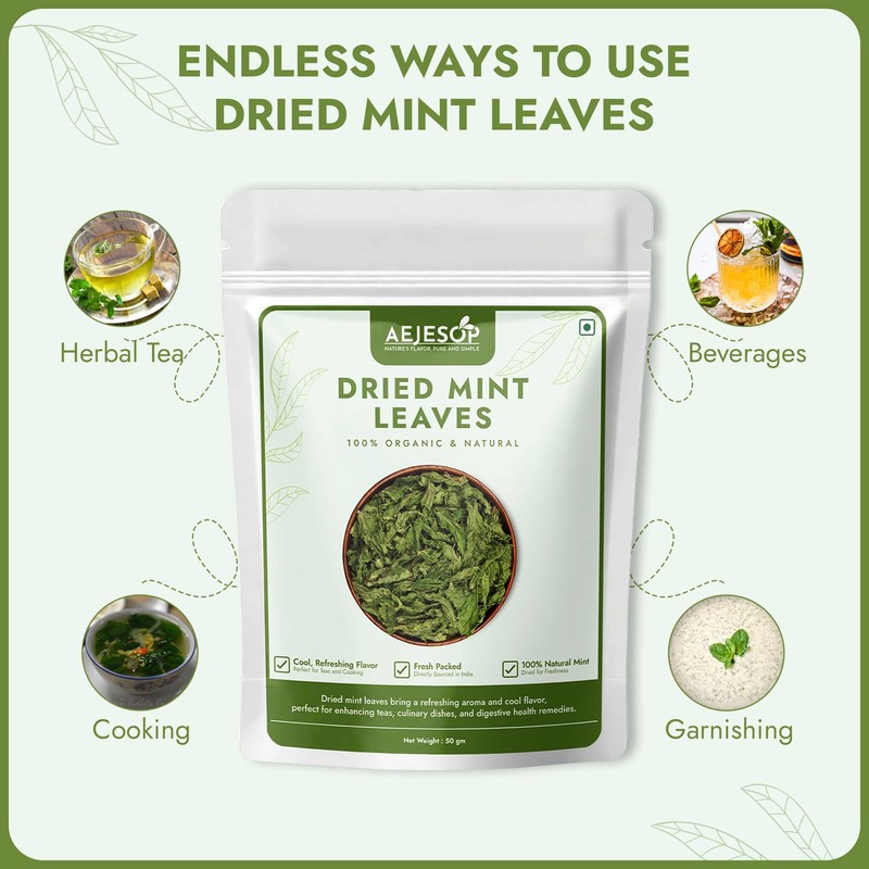 AEJESOP Dried Mint Leaves, 50g