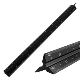 GALAMAX Architectural Scale Ruler, Aluminum Triangular Scale Ruler Standard Metric 1:20, 1:25, 1:50, 1:75, 1:100, 1:125, Metal Ruler 30cm for Architects, Students, Draftsman & Engineers-Black