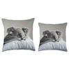Sleepy Koala on a Light Gray Pillow Throw Pillow