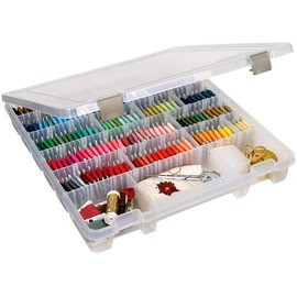 ArtBin 9101AB Super Satchel Slim with Removable Dividers, Art & Craft Organizer, [1] Plastic Storage Case, Clear, Divided Compartments