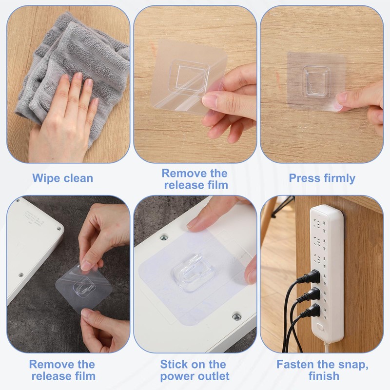 Sorcristy 20 Pack Clear Double-Sided Adhesive Wall Hooks, Self-Adhesive Hooks