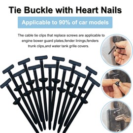 100PCS Nylon Universal Cable Tie Buckle – Heavy Duty Self-Locking Zip Ties Holder with Pin & Button Design, Plastic Cable Ties Tool Fasteners Car Body, UV Resistant Zipties for Car Daily Auto Fixing