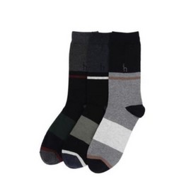 Hazzys (대구신세계)네이비 컬러배색 남성 장목 양말 3종 세트 HISS6E505N2 Daegu Shinsegae Navy Color-Blocked Men's Crew Socks 3-Piece Set HISS6E505N2