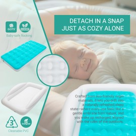AMZNR Fly Inflatable Toddler Travel Bed with Sides Portable Blow-Up Kids Air Mattress for Baby Child Compact Foldable Crib Alternative Built-in Pump,Bumpers&Carry Bag|Indoor,Outdoor,Camping,Daycare