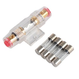 Caja de fusibles de audio para coche Yctze de 12 V, caja de fusibles AGU de audio estéreo para vehículo automático, bloque de soporte, cable de calibre 8 con fusible de 4 Uds 60A